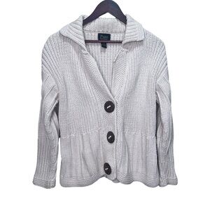 Pure Handknit Cream Cardigan Size L/XL